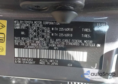 2016 Lexus Nx 200T from USA, damaged, VIN JTJBARBZ2G2056989